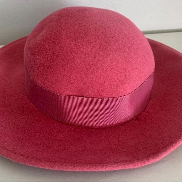 VTG Nordstrom Pink Hat 100% Rabbit Hair Made In England Fedora Derby Brooch Pin - Picture 5 of 15